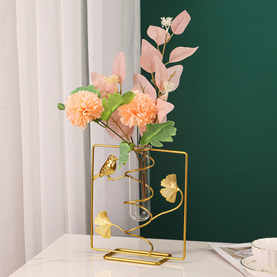 European light luxury iron art bird hydroponic vase flower arranger